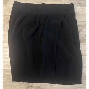 Club Monaco Black Draped Pleated Mini Skirt Size 6 Zip Back Career Casual